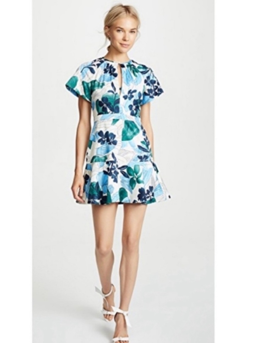 ALEXIS Reede Floral Flounce Mini Dress Blue Green